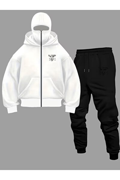 LAYORA Men's Casual Sports Two Piece Set - K Hooded Zippered Sweatshirt Printed