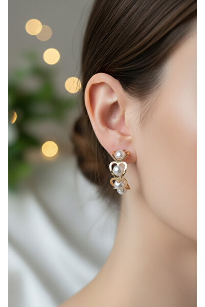canlisepet Pearl Heart-Shaped Hoop Earrings Women's Earrings