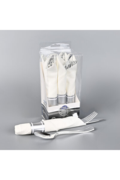 Generic Durable Silver Plastic Cutlery Set - 24 Pieces