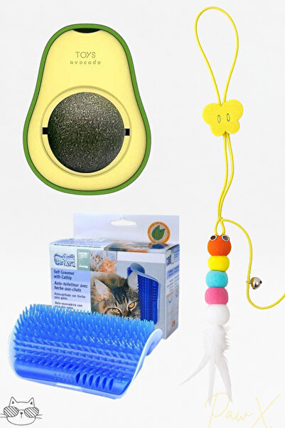 PawX Kedi Oyuncak Seti Catnip Avokado Oyuncak Elastik Yapışkanlı Peluş Olta v...