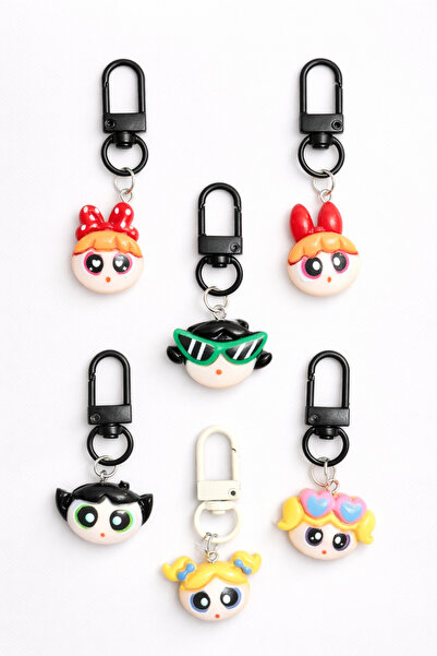 Ak Tuhafiye Pp Girls 6-Piece Keychain, Bag, and Zipper Decoration Set – Cute Mini Charm Figure Accessories