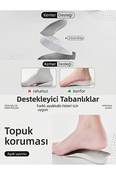 LOVYCO Uzatıcı Tabanlık - 2.5 cm Gizli Topuk ve Ortopedik Konfor - Darbe Emic...