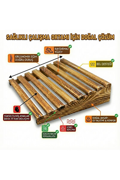 Sedefira Ahşap Ayak Desteği, Ayak Yükseltici, Masa Altı Ayaklık, Ayak Koyma Standı, Ahşap Ayaklık