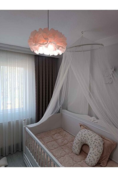 Luxora Pudra Beyaz 30 cm MİDİ Boy Çiçek Avize – Beyaz El Yapımı Dekoratif Modern Minimalist Tasarım