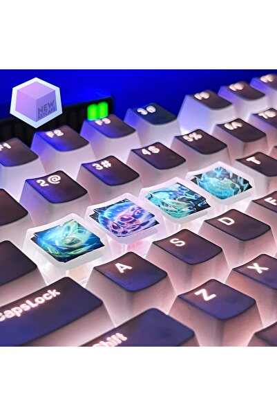 New Keycaps League of Legends Lol Ekko Tuşları Q-W-E-R Mekanik Klavye Tuşu Ar...