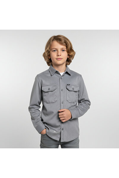 RBL COLLECTİON Erkek Çocuk Süet Gömlek Çift Cep Kapaklı Düğmeli