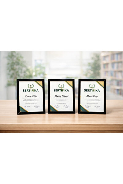 hemdemhediyelik 3 Pieces A4 Frame - Photo and Certificate Frame - Mdf 21X30 Frame - Black Frame