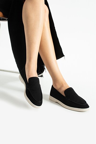 Efulia Suede Leather Detail Loafer Daily Women's Shoes