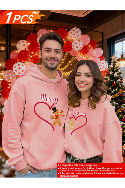 Ciel Lune هوديي من مجموعة Dear Lover – سويت شيرت Merry Christmas مطبوع Couple...