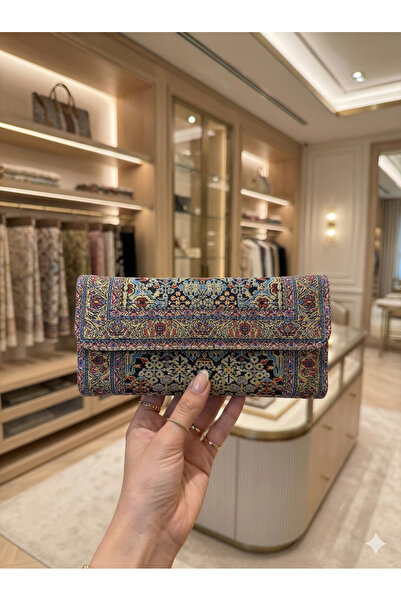 Gamy Bags محفظة نسائية بوهيمية منقوشة عرقياً - محفظة منسوجة بنمط تركي - محفظة منسوجة أصلية بنمط الكليم