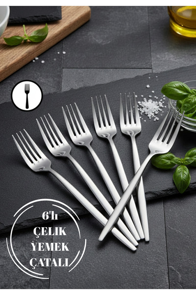 BRE HOME 6’lı Paslanmaz Çelik Yemek Çatalı – Parlak Yüzey, Dayanıklı, Bulaşık Makinesine Uygun