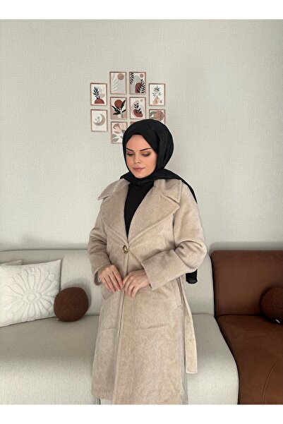 Nuesscollection Gold Düğmeli Kuşaklı Kaban