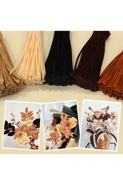 DAYBAG 350 'li Şönil Set Kahve Krem Buket Yapim Kiti Şönil Çiçek Yapımına Uyg...