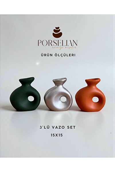 Porselian Handmade Delta Model Modern Decorative Triple Vase