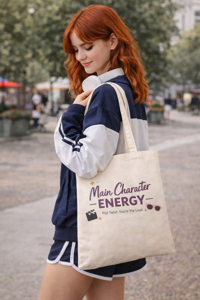 Cemira حقيبة يد مطبوعة عليها عبارة الطاقة للشخصية الرئيسية، حقيبة Pinterest، حقيبة قماش سميكة