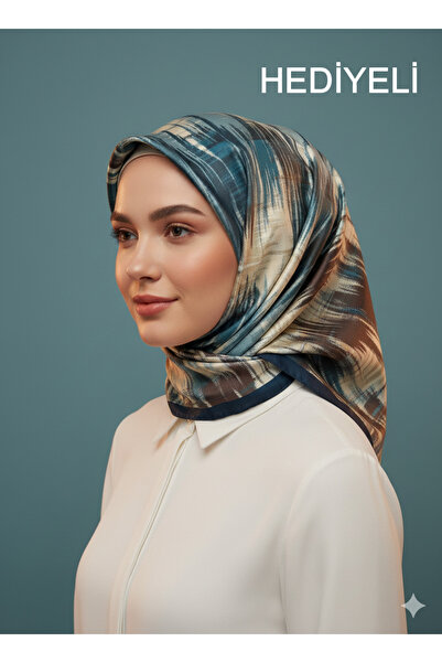 Picasso وشاح كريستالي أزرق بترولي بمظهر حريري – تصميم أنيق من التويل 90×90