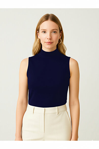 Modaikon Women's Sleeveless Half Neck Turtleneck Body Black White Summer