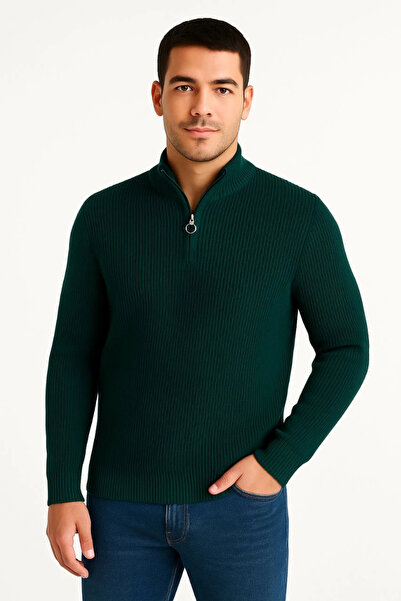 IVORA WEAR Men's Half-Zip Knit Sweater – Thessaloniki Knit, Stand Collar, Cot...