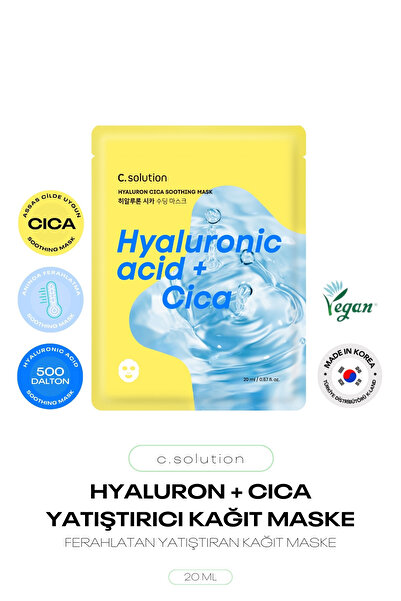 a solution Hyalüronik Asit ve Cica İçeren Kağıt Maske C Solution Hyaluronic C...
