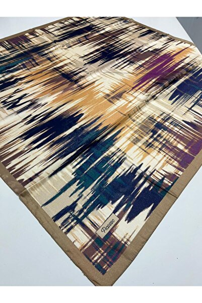 Picasso İpek Görünümlü Kahverengi Kristal Eşarp – Twill Şık Tasarım 90x90