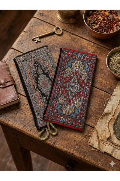 Gamy Bags Poșetă pentru monede cu din material tip stofă fermoar și mini geantă de machiaj cu model Kilim autentic