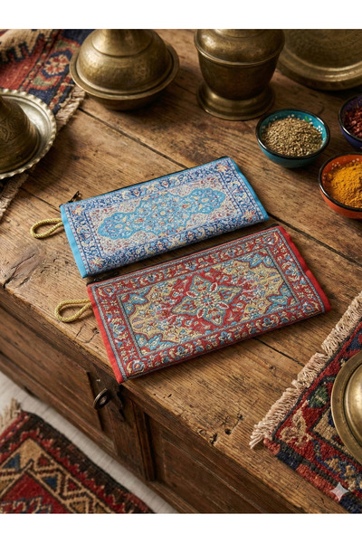 Gamy Bags Poșetă pentru monede cu din material tip stofă fermoar și mini geantă de machiaj cu model Kilim autentic