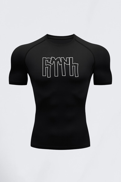 FitVult Göktürkçe Turkish Written Short Sleeve Compression Bozkurt Printed Sports Tshirt Body Fitting Body Underwear