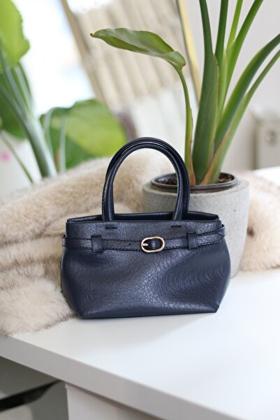 Moom Bag Women's Navy Blue Buckle Detailed Strap Shoulder Bag