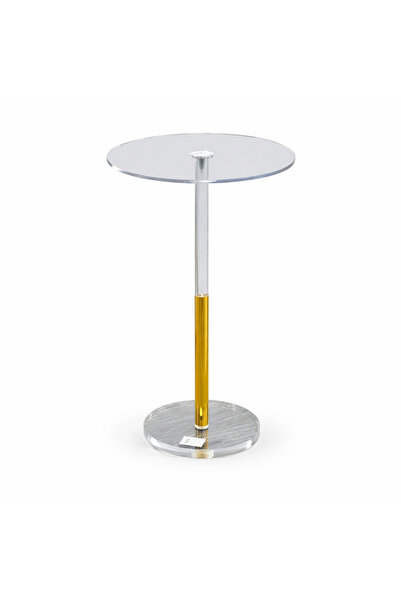 Neva Modern round serving table – clear gold acrylic