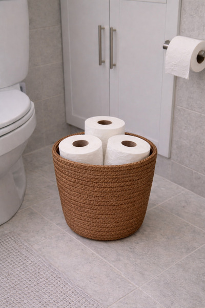 ÖRGÜM سلة تنظيم الحمام، سلة متعددة الأغراض للديكور، مقاس 23×25