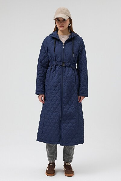 QANU Premium Quilted Coat Navy Blue