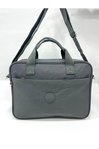 Sanmorris Unisex Klinkır Koyu Gri Renkli Suya Dayanıklı Laptop Bölmeli Çapraz...