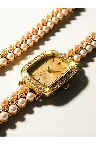 Leerybee ساعة يد نسائية بعلبة مستطيلة مع سوار