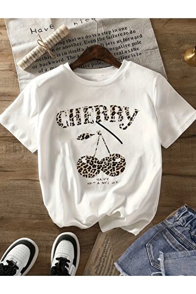 LELVANİ تي شيرت بطباعة منقوشة من تشيري