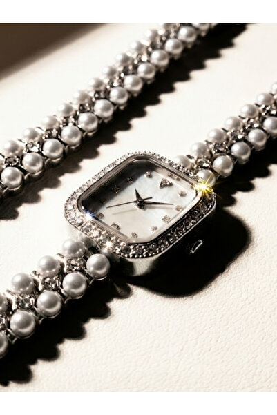 Leerybee ساعة يد نسائية بعلبة مستطيلة مع سوار