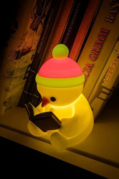 mimo Kitap Okuyan Kardan Adam Figürü + Pilli Mum İle Kullanım Masaüstü Dekoru...