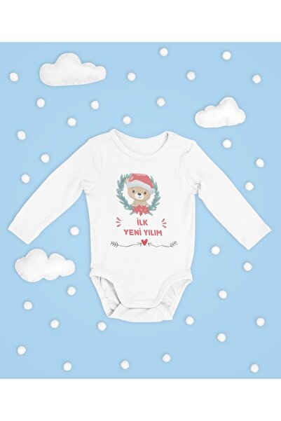 SEVBANO My First New Year! Written Cotton Soft Unisex Snap Fastener Long Slee...