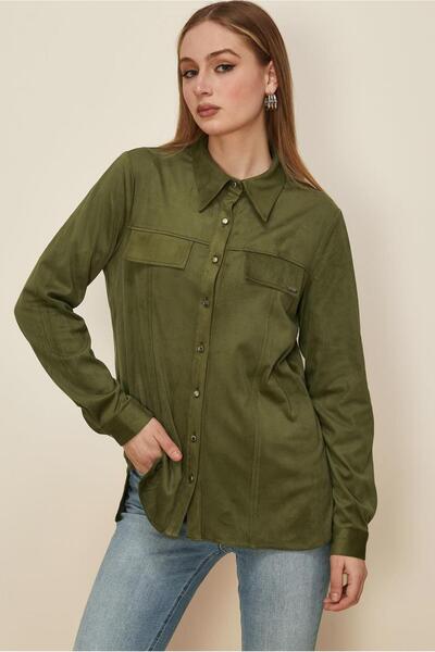 Alvina Buttoned Suede Blouse 46133