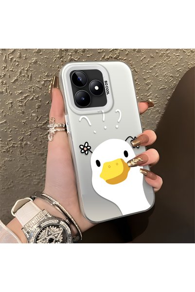 ucuc Realme Note 50 Compatible Silicone Edge Hard Back Anti-Fall Case Sweet Duck