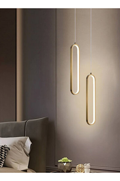 Generic Modern Gold LED Pendant Light Adjustable Hanging Lamp Acrylic 3 Color Dimmable Bedroom Chandelier