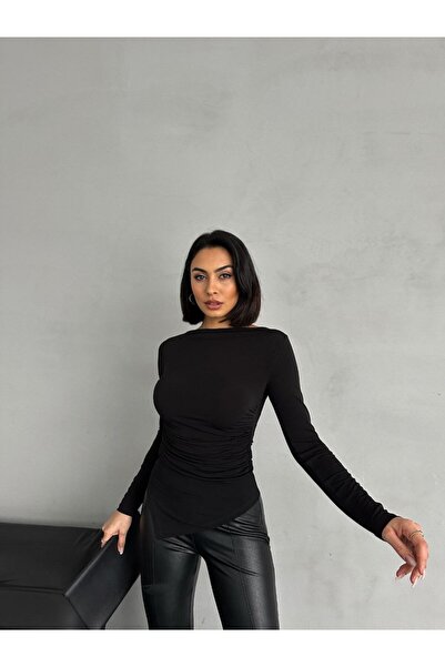 Perry Boutique بلوزة نسائية بقصة غير متماثلة وتفاصيل مطوية