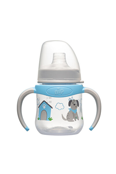 Nip زجاجة رضاعة أطفال واسعة العنق مانعة للتسرب، لون أزرق، مناسبة للأولاد