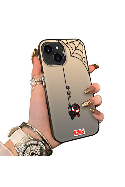 ucuc iPhone 15 Uyumlu Silikon Kenar Sert Arka Anti Düşme Kılıfı Spiderman
