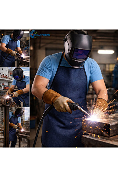 evimdeyokyok Welder Bib Jeans, Welding Apron Heat Resistant 1St Quality