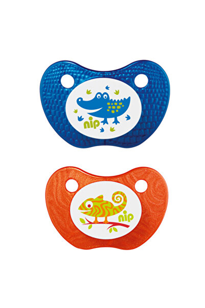 Nip Feel Silicone Soothers 2pcs | 0-6M, Blue & Orange