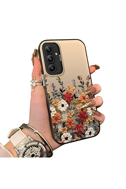 ucuc Samsung Galaxy A34 Uyumlu Silikon Kenar Sert Arka Anti Düşme Kılıfı Güzel Çiçek