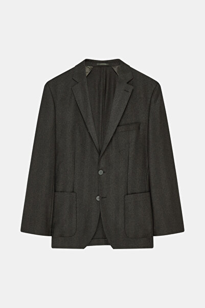 W Collection YEŞİL BALIKSIRTI DESENLİ RELAX FIT CEKET