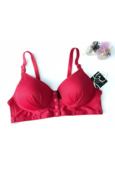 M.F.Ö LİNGERİE Önden Düğmeli Sütyen Kırmızı Renk
