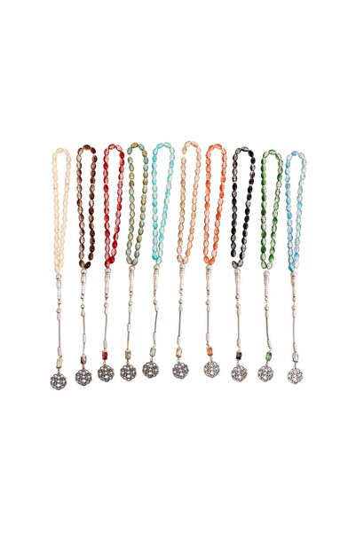 Al-Sarihi Small oval glass rosary (Istanbul necklace block) 10 colors