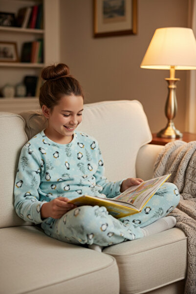 Fulla Moda Set de pijamale unisex pentru copii din lână cu model pinguin